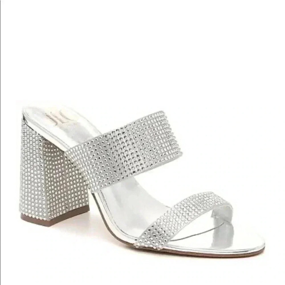 JLO Brita Rhinestones Silver Sandals Size 7M - Picture 2 of 8